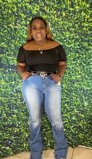 CASEY FLARE LEG DISTRESSED JEANS