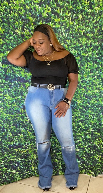 CASEY FLARE LEG DISTRESSED JEANS